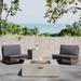 Sherwood Acacia Wood Outdoor Lounge Chairs and 50,000 BTU Square Propane Fire Pit by Christopher Knight Home