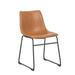 Armless Dining Chairs Iron Frame and Faux Leather Upholstery - Tan. Set of 2