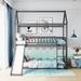 Twin Over Twin Bunk Bed with Ladder, Twin Size Playhouse with Slats and High Rails, House Bed with Slide