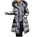 iOPQO womens sweaters Women Fashion Outerwear Long Cotton-padded Jackets Pocket Suede Hooded Coats Women s Fleece Jackets Silver XL