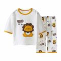 ZCFZJW Summer Toddler Kids Baby Girls Boys Two Piece Set Cute Cartoon Pattern Print Casual 3/4 Sleeve Loungewear Oufit Clothes Thin Air-conditioned Home Clothing Yellow 12-13 Years