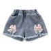 ZCFZJW Toddler Baby Girls Casual Denim Shorts Middle School Students Summer High Waisted Thin Elastic Waistband Jeans Short Pants #01-Pink 4-5 Years