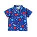 ZCFZJW July 4th Toddler Baby Boy Shirts Trendy Independence Day Summer Short Sleeve American Flag Print Button Down T-Shirts Tops Blue 1-1-2Years