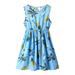 Aayomet Flower Girl Dress Girls Summer Dress Fruit And Floral Print Sleeveless Casual A Line Dresses Beach Sundress 3 To 9 Years Sky Blue 4-5 Years