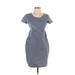 Jessica Simpson Casual Dress Scoop Neck Short sleeves: Blue Print Dresses - Women's Size Small