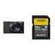 Sony RX100 V | Premium-Kompaktkamera (1,0-Typ-Sensor, 24-70 mm F1.8-2.8-Zeiss-Objektiv, 4K-Filmaufnahmen und neigbares Display) + Speicherkarte