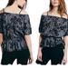 Free People Tops | Free People Shades Of Cool Boho Grey Floral Off The Shoulder Peplum Top Small | Color: Black/Gray | Size: S