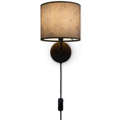 PACO HOME Wandleuchte "Luca Pillar", schwarz, H: 26,5cm, Lampen, Stofflampe Rund Wandleuchte Mit Stecker Wohnzimmer Flur