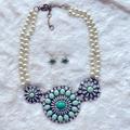 J. Crew Jewelry | J. Crew Necklace And Earring Set | Color: Cream/Green | Size: Os