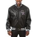 Men's JH Design Black Colorado Rockies Big & Tall Full-Snap All-Leather Jacket