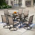 Lark Manor™ Anran Rectangular 6 - Person 60" Long Outdoor Dining Set Metal in Brown/Gray | 60 W x 38 D in | Wayfair