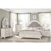 One Allium Way® Elvina Antique-White Fabric Panel Bedroom Set 5&1 Wood in Brown/White | 6 H x 69 W x 74.5 D in | Wayfair
