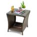 Winston Porter Starla Side Table Glass/Wicker/Rattan in Brown | 19.6 H x 18 W x 18 D in | Outdoor Furniture | Wayfair