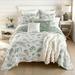 Birch Lane™ Mansi Botanical Cotton Quilt Set Polyester/Polyfill/Cotton in Green/White | King Quilt + 2 King Sham | Wayfair