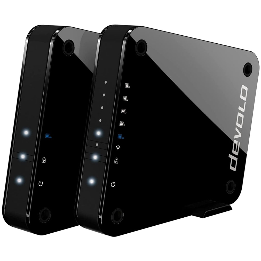 Devolo 9855 GigaGate WLAN Starter Kit Internet Router, 2 Gbit/s Verbindung, 1x Highspeed Gigabit Port, 4x Fast Ethernet Ports, 5GHz-Band, AES Image