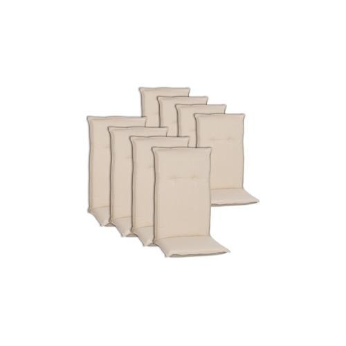 Hochlehnerauflagen Piemont – Polsterauflage mit Halteband & Bindebändern Dessin:Creme Weiß AU01,Größe:8x Hochlehnerauflage