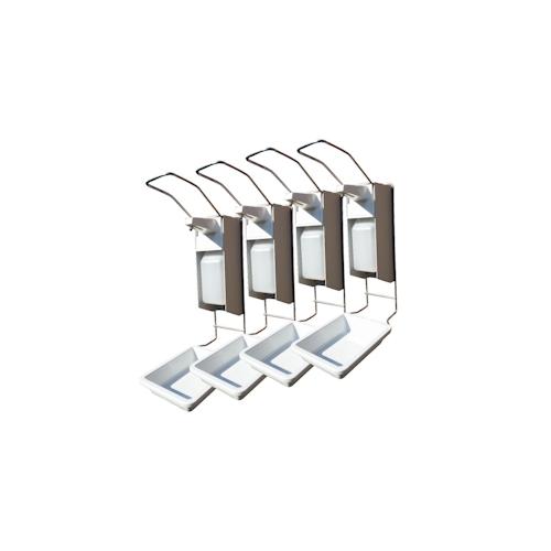 4 Desinfektionsspender Alu 500 ml mit Abtropfschale - Leerflasche - Euronorm