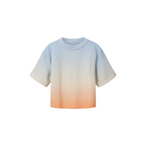 TOM TAILOR DENIM Damen T-Shirt mit Farbverlauf, orange, Farbverlauf / Dip-Dye, Gr. XXL