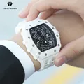 TSAR BOMBA Montres blanches pour hommes Montre-bracelet à quartz saphir Horloge de mode 5ATM Montre