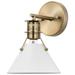 Nuvo Lighting 67520 - 1 Lamp 10" 120 volt Matte White/Burnished Brass Indoor Pendant Light Fixture (OUTPOST 1 LIGHT WALL SCONCE WH/BRS (60-7520))