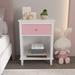 Wooden Nightstand with One Drawer One Shelf for Kids, Adults