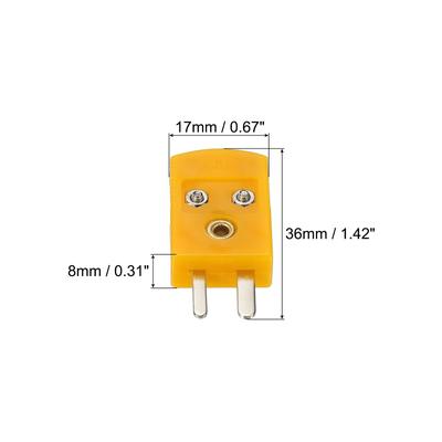 K Type Thermocouple Wire Connectors Male Plug 120°C(248°F) Orange 10pcs