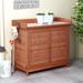 Garden Wood Workstation Storage Cabinet Potting Bench Table