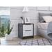 Dark Grey Modern Nightstand with Two White Drawers and Metal Handles, Suitable for Any Bedroom or Living Room