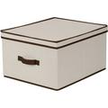 Household Essentials Large Canvas Storage Box with Brown Trim