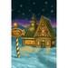 North Pole Christmas Oil Painting (16x24 Giclee Gallery Art Print Vivid Textured Wall Decor)