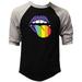 Men s Rainbow Toungue F183 Black/Gray Raglan Baseball T-Shirt Large