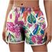 Women s Athletic Shorts High Waisted Running Sporty Gym Elastic Workout Shorts Ladies Flower Printed Beach Pants (Medium PinkA1)