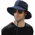 Men s Boonie Hat Summer Sun Hat UV Protection Waterproof for Safari Fishing Cap(56-58cm Navy blue)