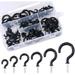 100-Pieces 6 Sizes Black Coffee Cup Hooks Kit Vinyl Coated Ceiling Cup Hooks Screw in Ceiling Hooks for Home Office and Workplace - 1/2 5/8 3/4 7/8 1 1-1/4