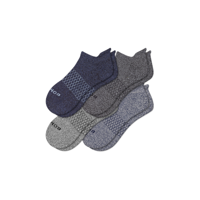 Men's Marl Ankle Sock 4-Pack - Mixed 4 - Medium - Cotton Blend - Bombas