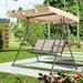 Outdoor Patio Swings 3 Person Outdoor Porch Swing with Canopy Metal Frame & Textilene Seats Weather Resistant Outdoor Convertible Canopy Swing Chair Bench for Patio Porch Garden
