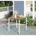 Sophia & William Patio Outdoor Bar Height Table 35.6 Square Metal Table with Umbrella Hole - White