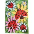 Colorful Ladybug & Daisy Floral Garden Flag Yard Decoration 18 by 12 Inch