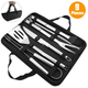 9Pcs Heavy Duty Grill Tools Stainless Steel Grill Utensils Set BBQ Grill Accessories Tools Set Grilling Accessories with Handbag for Outdoor Barbecues Kitchens