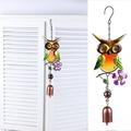 Honrane Wind Chime Hanging Ornament European Style Owl Design Glass Paintings Handmade Decorate Creative Art Wind Chime Pendant Door Decoration for Home