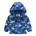 Toddler Boys Girls Casual Jackets Printing Cartoon Hooded Outerwear Zipper Coats Long Sleeve Windproof Coats For 12-18 Months