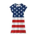 Baby Deals! Toddler Girl Clothes Clearance Toddler Girls Casual Dresses Kids Dresses Clearance Toddler Kids Baby Girls Independence Day Fashion Cute Short Sleeve Star Print Dress