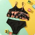 dmqupv Bathing Suit Girl Size 12 Toddler Girl 2 Piece Swimsuit Sport Prints High Waist Bikini Set Swimwear Swimsuit Girls 7-16 Coffee 12-14 Years