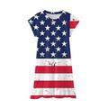 Baby Deals! Toddler Girl Clothes Clearance Toddler Girls Casual Dresses Kids Dresses Clearance Toddler Kids Baby Girls Independence Day Fashion Cute Short Sleeve Star Print Dress