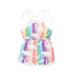 Qtinghua Toddler Baby Girls Sleeveless Halter Jumpsuit Floral Sleeveless Dinosaur/Floral Print Strap Playsuit Summer Clothes Purple 2-3 Years