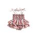 HOANSELAY Infant Baby Girls Romper Dress Tree/Flower Sleeveless Tie-Up Spaghetti Strap Ruched Ruffles Sling Bodysuits with Headband