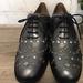 Coach Shoes | Coach Tegan Oxford Shoes Gunmetal Leather Studs Rivets G3359 Women’s Size 5 | Color: Gray | Size: 5