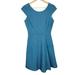 J. Crew Dresses | J . Crew Womens Cotton Blend Lined Cap Sleeve Fit And Flare Dress Blue Teal Sz 0 | Color: Blue | Size: 0