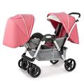 Tandem Double Stroller for Infant and Toddler,Lightweight Twin Umbrella Stroller with Aluminum Frame and Storage Basket,High Landscape Toddler Stroller for Twins Side by Side (Color : Pink)