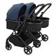 Double Stroller Side by Side Tandem Pram Stroller for Infant and Toddler,Foldable High Landscape Shock Absorption Umbrella Twin Stroller with Adjustable Backrest (Color : Blue)